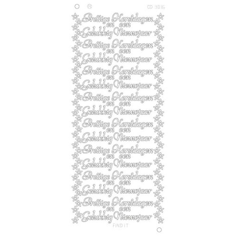 Stickervel: Prettige kerstdagen gelukkig nieuwjaar- platinum - zilver